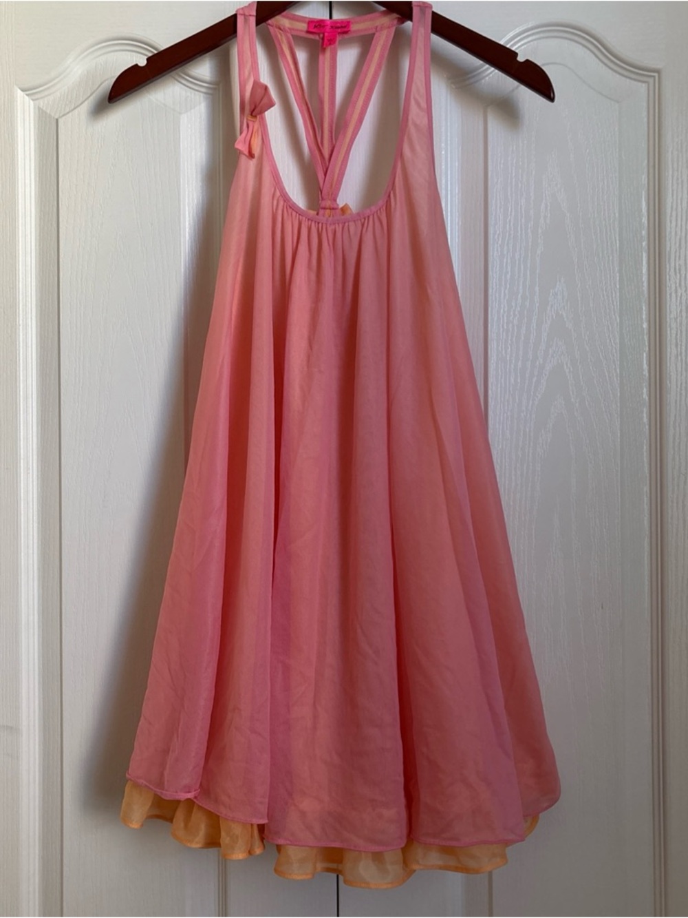 Betsey Johnson Pink Sleeveless Layered Chiffon Lingerie